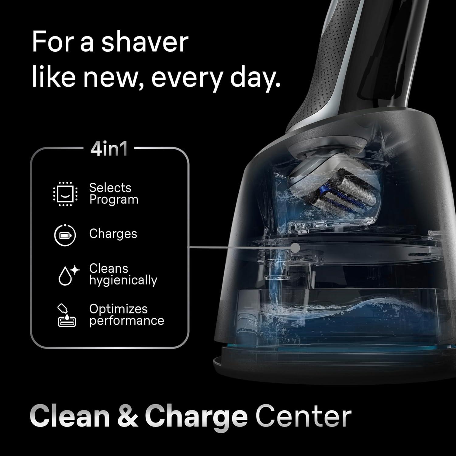 Braun Electric Razor for Men Series 7, Electric Shaver, Extra Head, Precision Trimmer, 4-in-1 Clean & Charge Center, Case, S7 7187ps