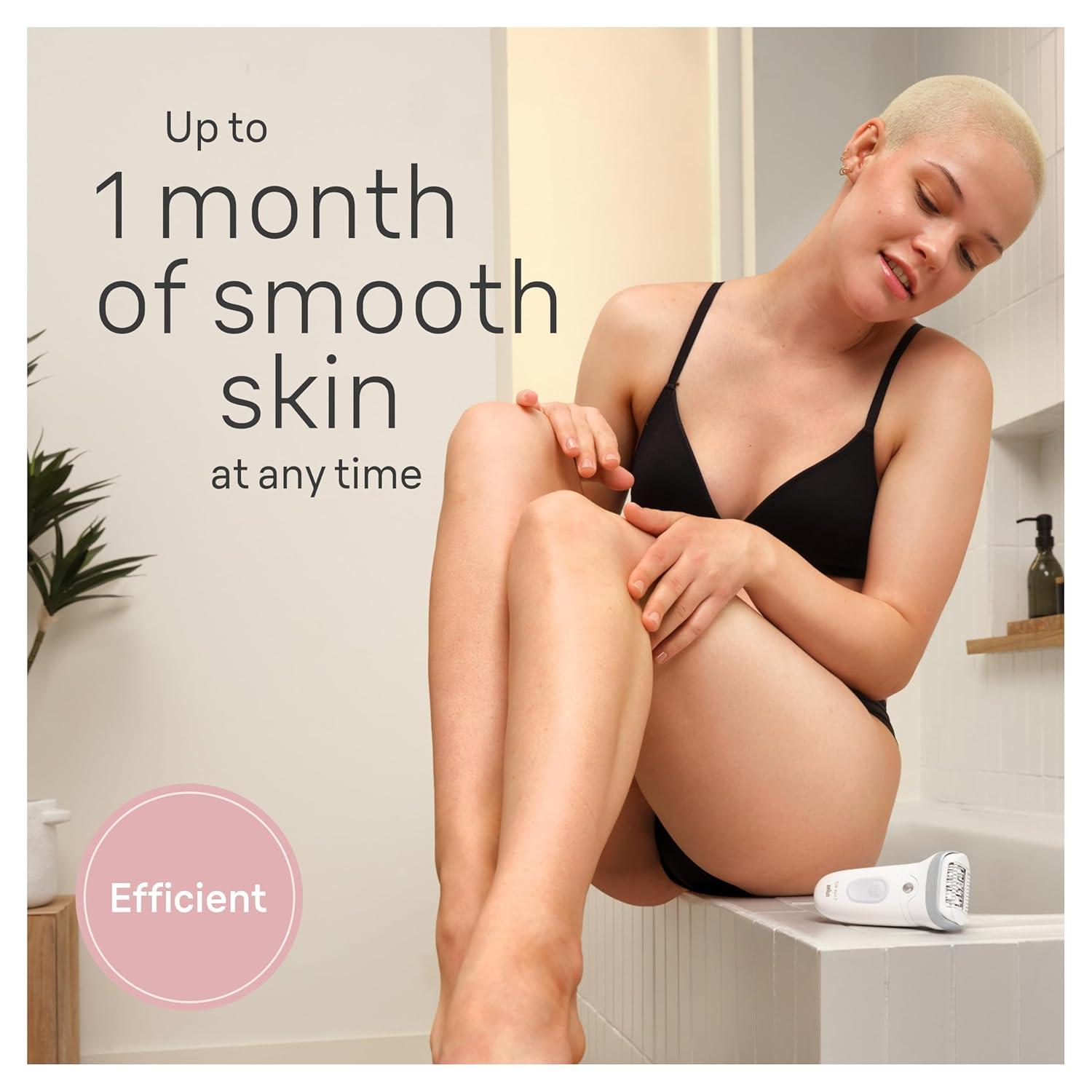 Braun Epilator Silk-épil 7, Hair Removal Device, Women Shaver & Trimmer, Wet and Dry, Wide Head, Includes Shaver Head and Trimmer Comb, SE7-041, Silver(7-141)