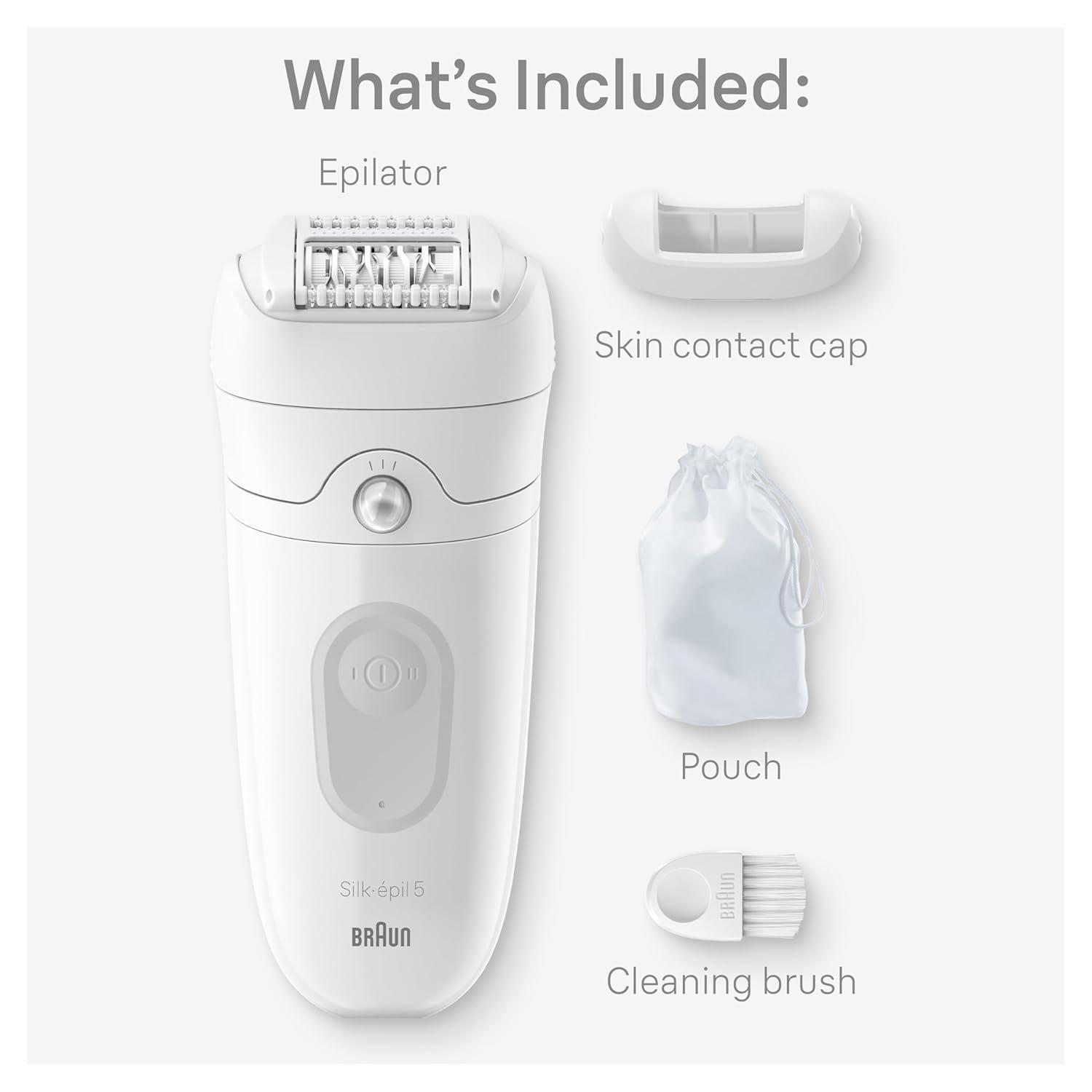Braun Epilator Silk-épil 5 5-620, Hair Removal Device, Epilator for Women, Shaver & Trimmer, Cordless, Rechargeable, Wet & Dry, 6 Piece Set(5-011)