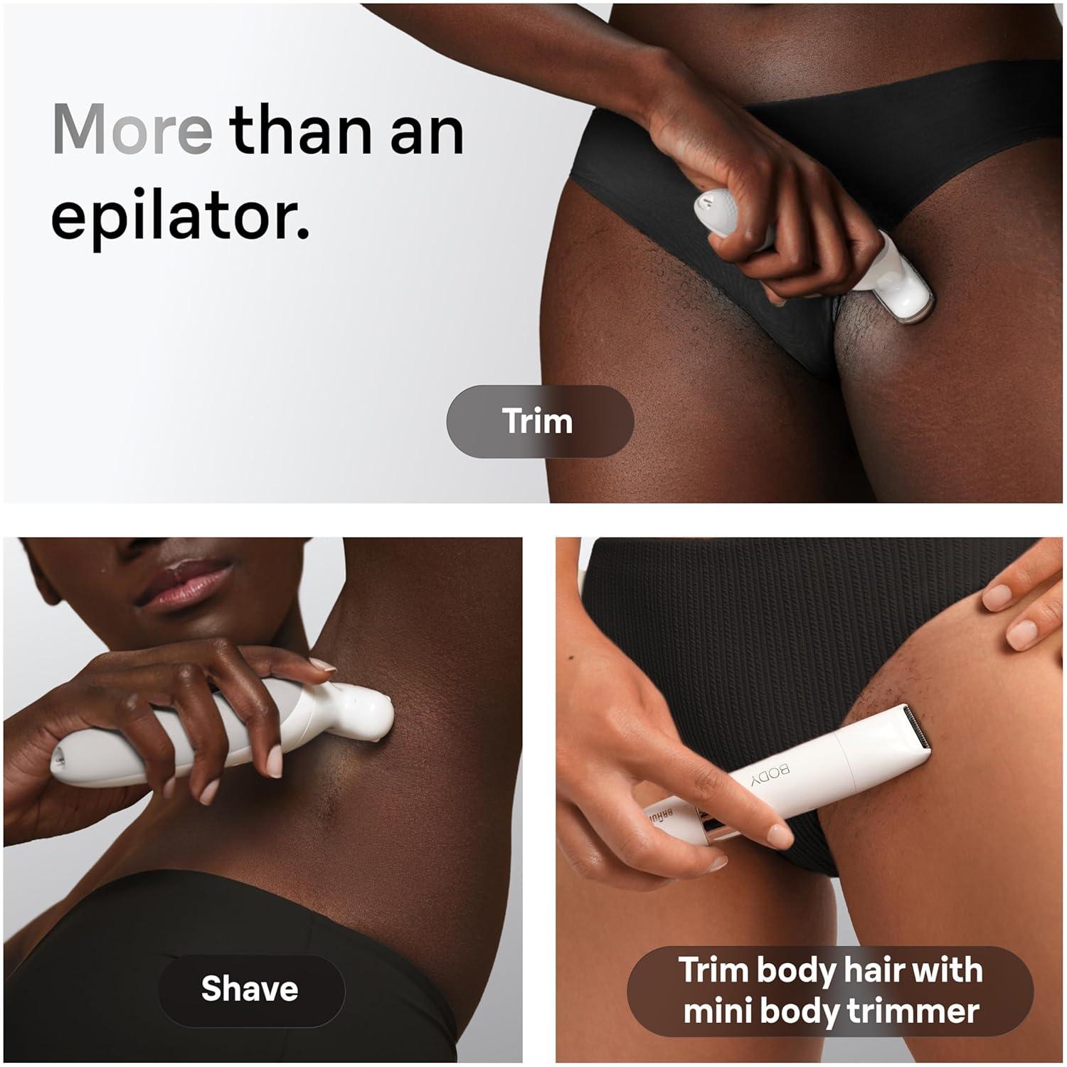 Braun Silk-épil 9 Flex Epilator, 360 Flex and Pivoting Head, Wet and Dry, Includes Shaver Head, Trimmer Comb, SES9-041 3D, Tinted Gold(9-441)