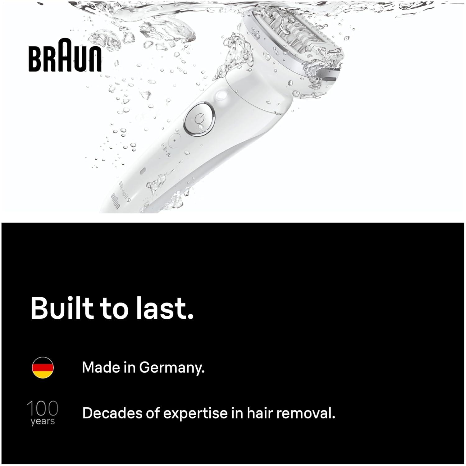 Braun Silk-épil 9 Flex Epilator, 360 Flex and Pivoting Head, Wet and Dry, Includes Shaver Head, Trimmer Comb, SES9-041 3D, Tinted Gold(9-441)