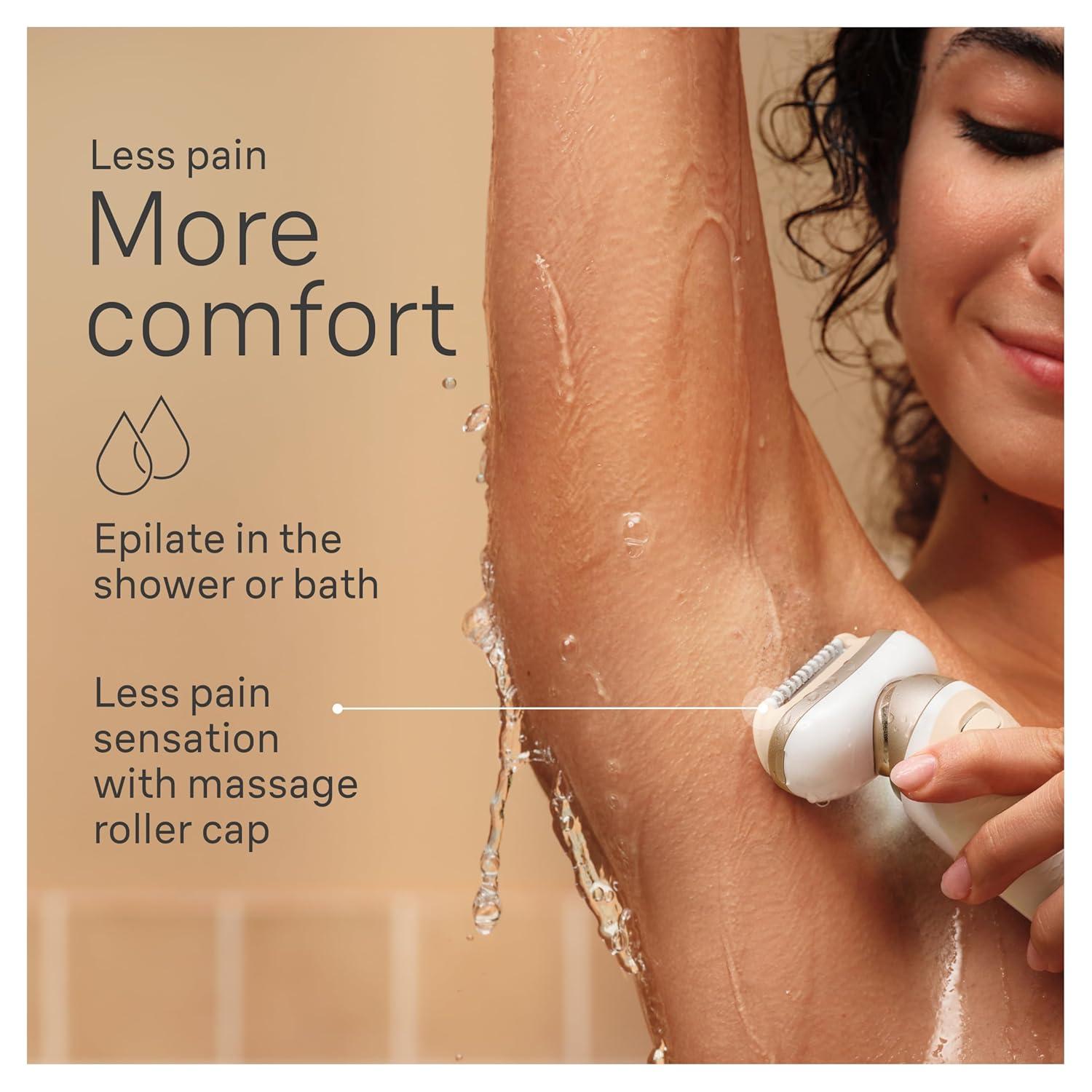 Braun Silk-épil 9 Flex Epilator, 360 Flex and Pivoting Head, Wet and Dry, Includes Shaver Head, Trimmer Comb, SES9-041 3D, Tinted Gold(9-041)