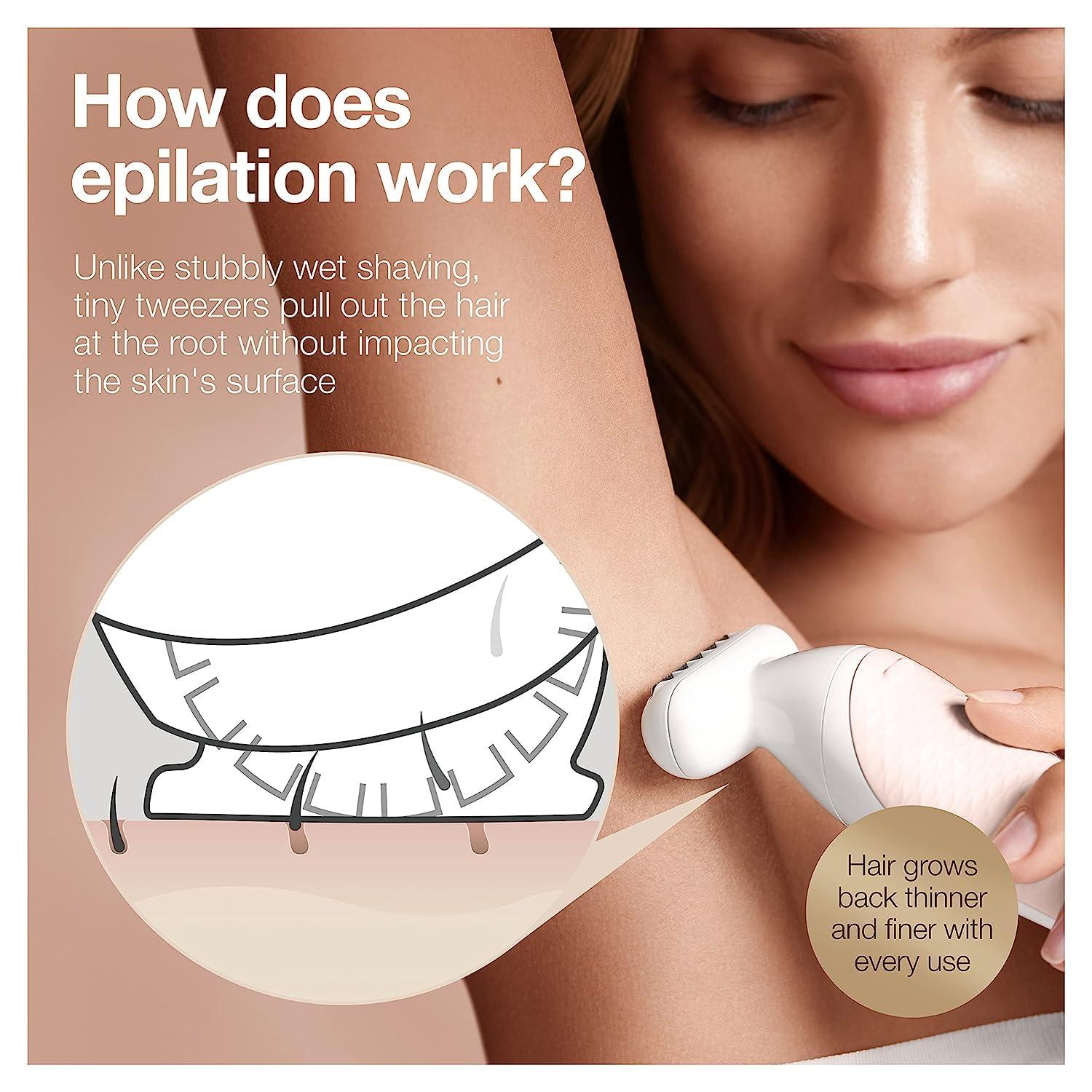 Braun Silk-épil 9 Flex Epilator, 360 Flex and Pivoting Head, Wet and Dry, Includes Shaver Head, Trimmer Comb, SES9-041 3D, Tinted Gold(SES9-020)