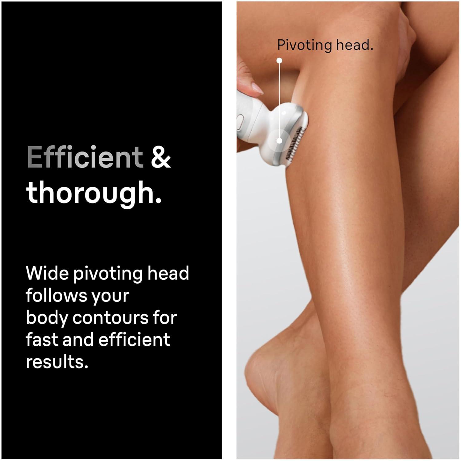 Braun Epilator Silk-épil 9, Hair Removal Device, Women Shaver & Trimmer, Pivoting Head, Wet and Dry Epilator, Includes Shaver Head and Trimmer Comb, SES9-030(9-030)
