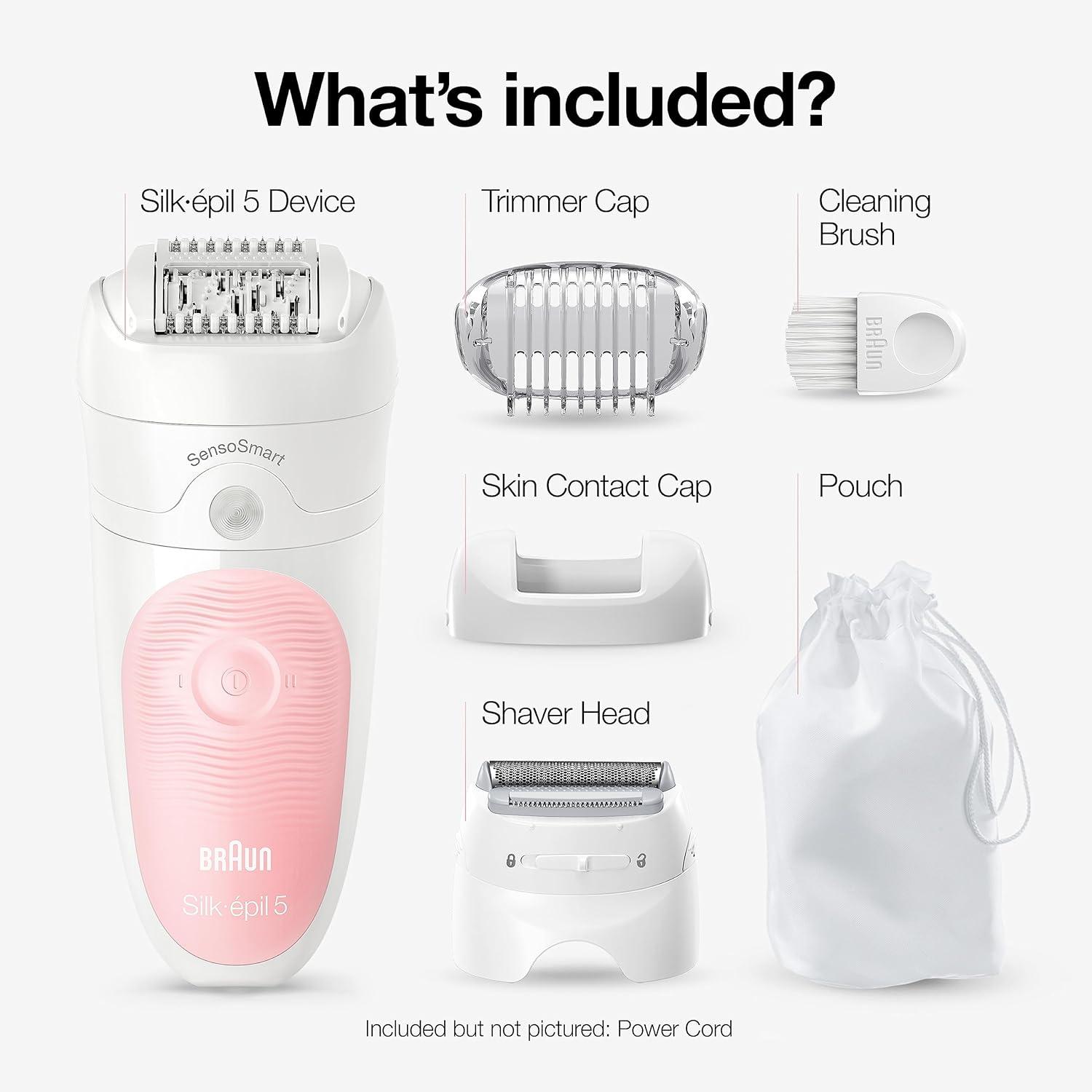 Braun Epilator Silk-épil 5 5-620, Hair Removal Device, Epilator for Women, Shaver & Trimmer, Cordless, Rechargeable, Wet & Dry, 6 Piece Set(SES5-620)