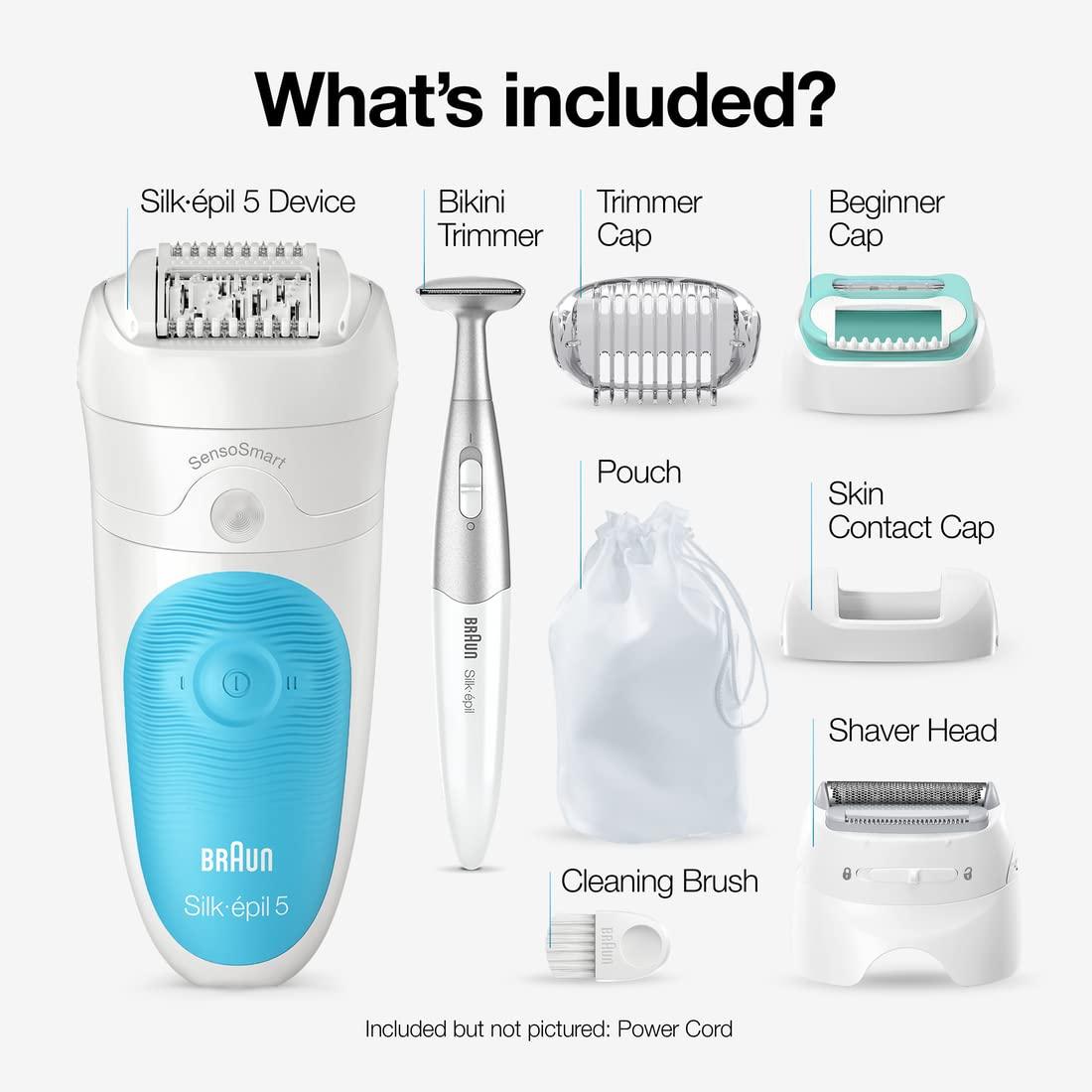 Braun Epilator Silk-épil 5 5-620, Hair Removal Device, Epilator for Women, Shaver & Trimmer, Cordless, Rechargeable, Wet & Dry, 6 Piece Set(SES5-810)