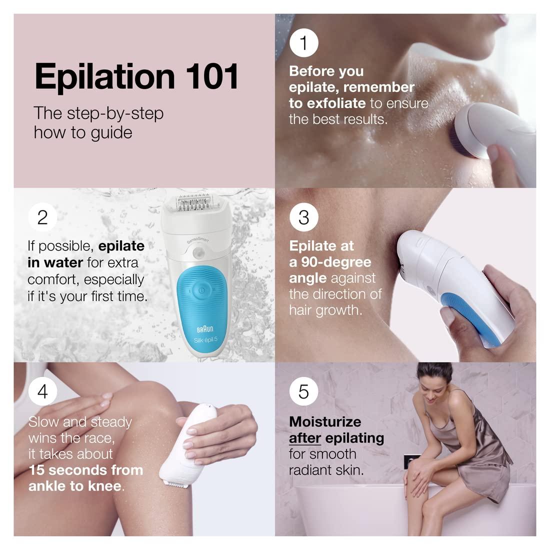 Braun Epilator Silk-épil 5 5-620, Hair Removal Device, Epilator for Women, Shaver & Trimmer, Cordless, Rechargeable, Wet & Dry, 6 Piece Set(SES5-810)
