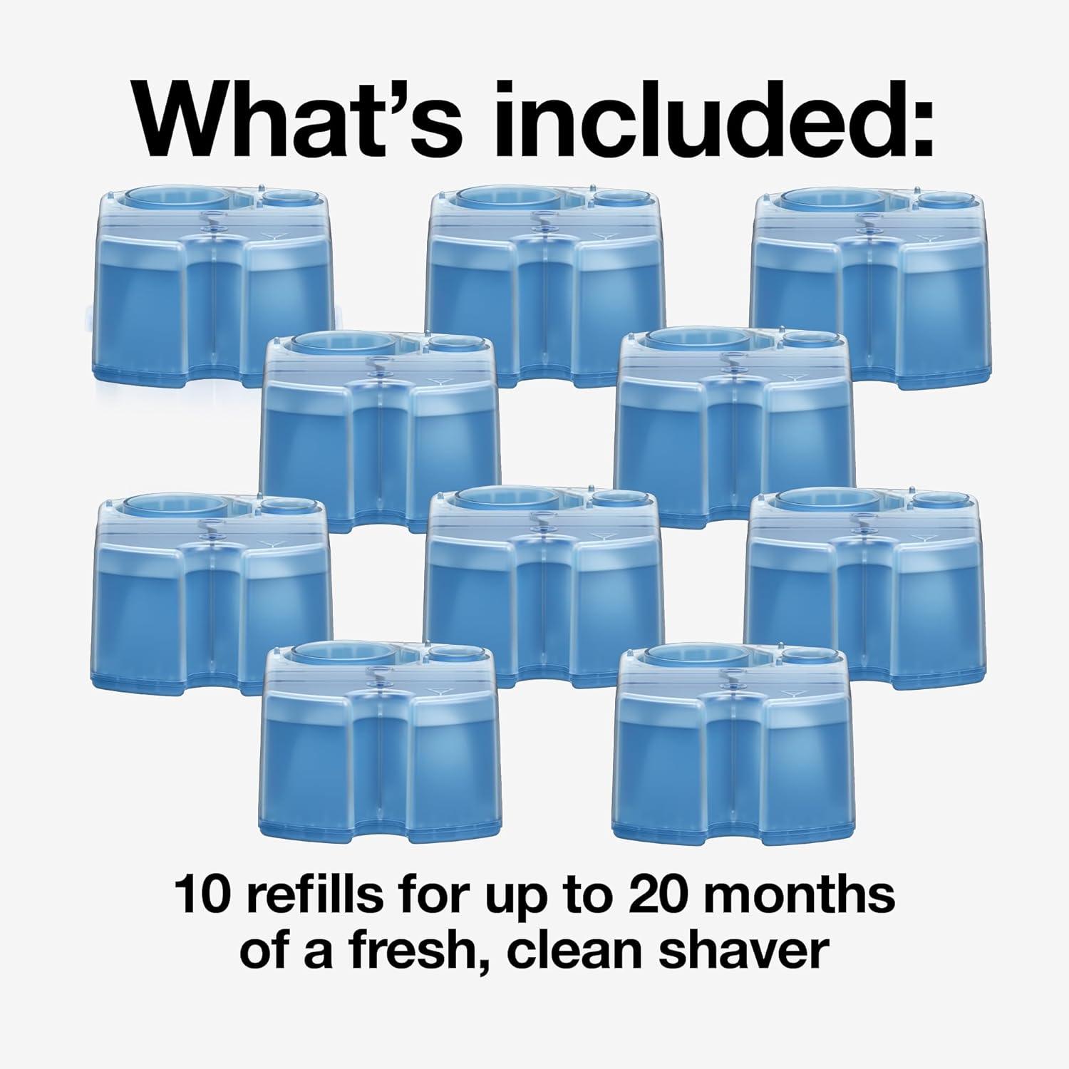 Braun Clean & Renew Refill Cartridges CCR, Replacement Shaver Cleaner Liquid Solution for Clean&Charge System, Pack of 10