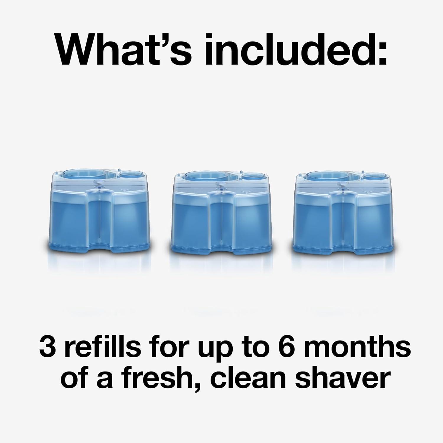 Braun Clean & Renew Refill Cartridges CCR, Replacement Shaver Cleaner Liquid Solution for Clean&Charge System, Pack of 3(Lemon)