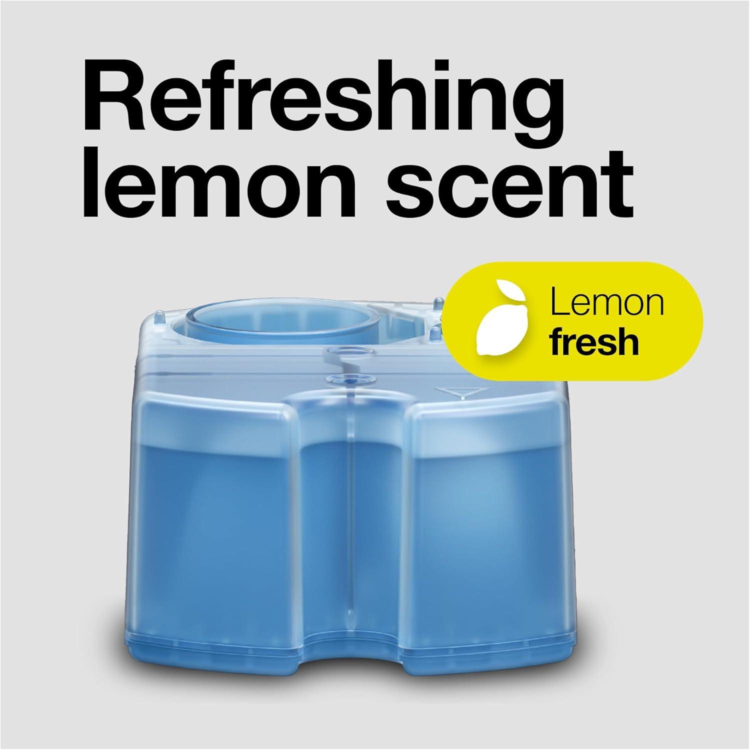 Braun Clean & Renew Refill Cartridges CCR, Replacement Shaver Cleaner Liquid Solution for Clean&Charge System, Pack of 3(Lemon)
