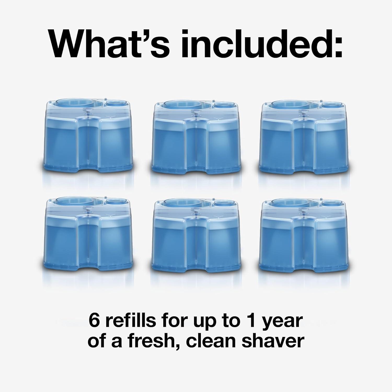 Braun Clean & Renew Refill Cartridges CCR, Replacement Shaver Cleaner Solution for Clean&Charge Cleaning System, Pack of 6