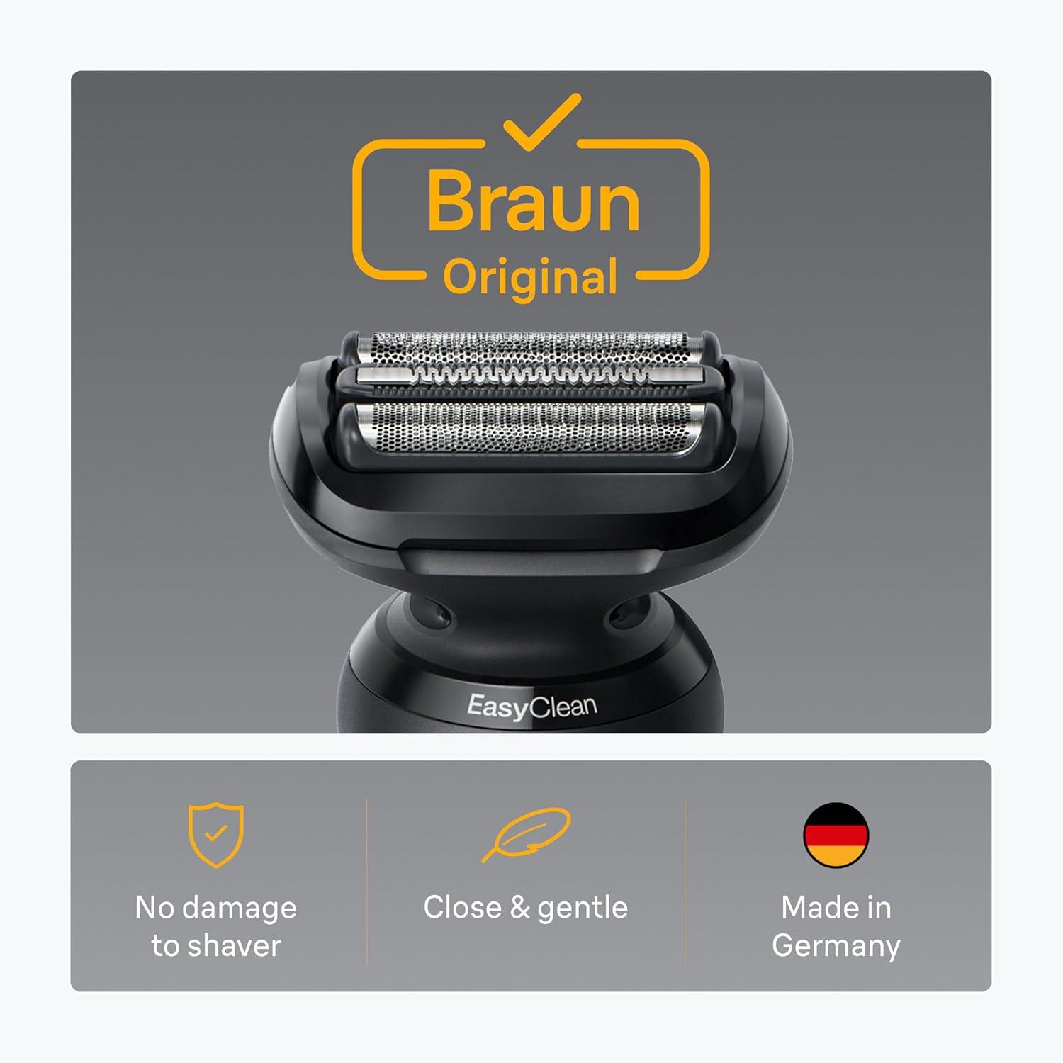 Braun Series 5 Electric Shaver Replacement Head, Easily Attach Your Shaver Head for a Shave as efficient as Day one, Compatible with New Generation Series 5 Shavers, 54B, Black(Black)