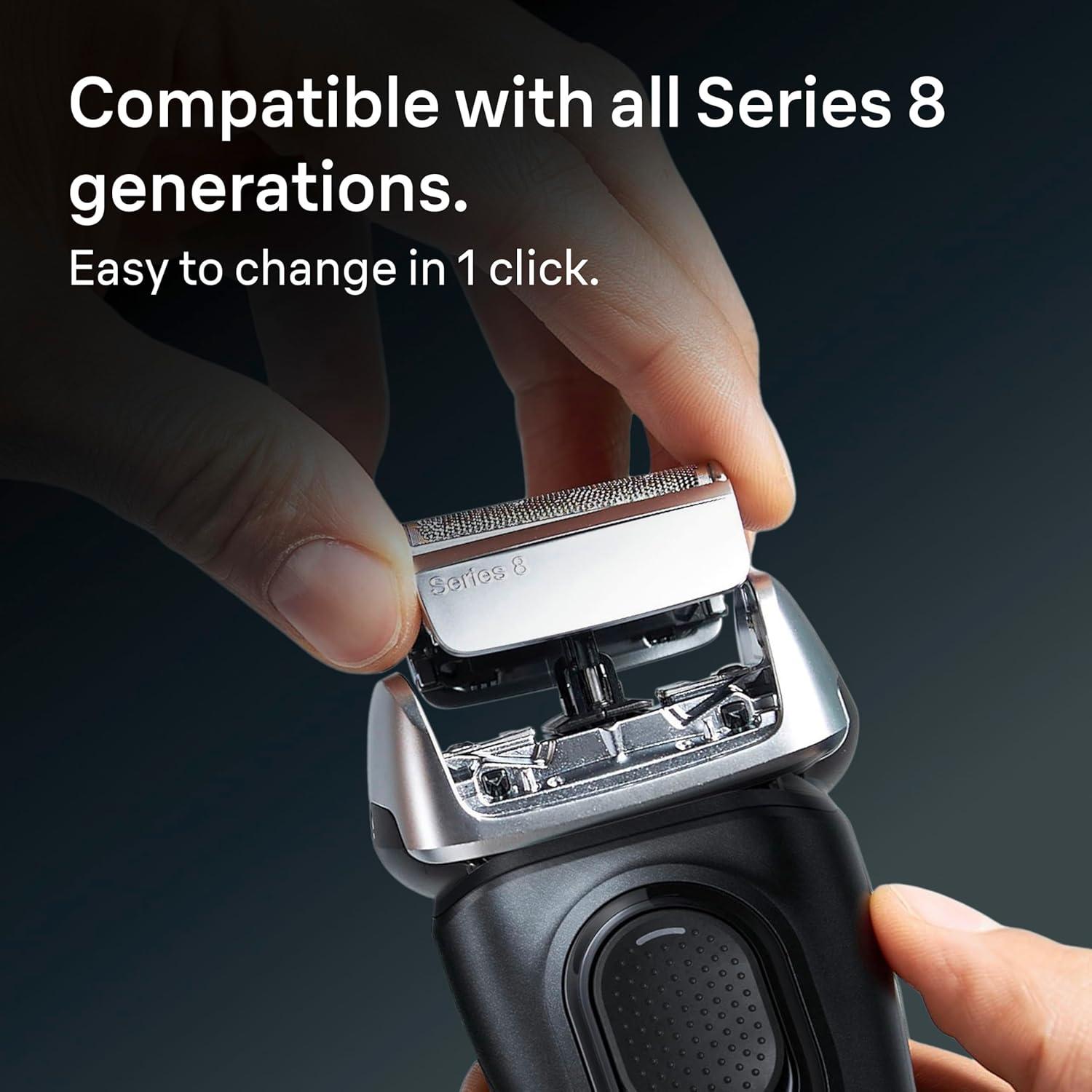 Braun Series 8 83M Electric Shaver Head Replacement Cassette, Silver(1 Count (Pack of 1))