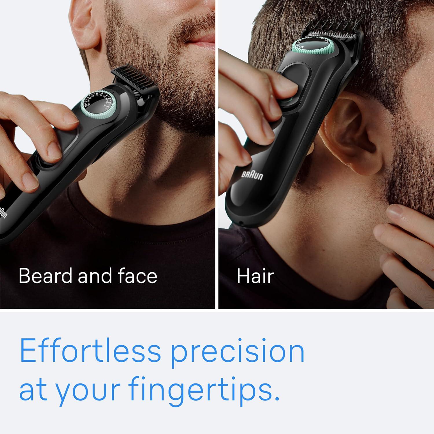 Braun All-in-One Style Kit Series 3 3470, 8-in-1 Trimmer for Men with BeardTrimmer, Ear & NoseTrimmer, Hair Clippers & More, Ultra-Sharp Blade, 40 Length Settings, Washable(Silver)