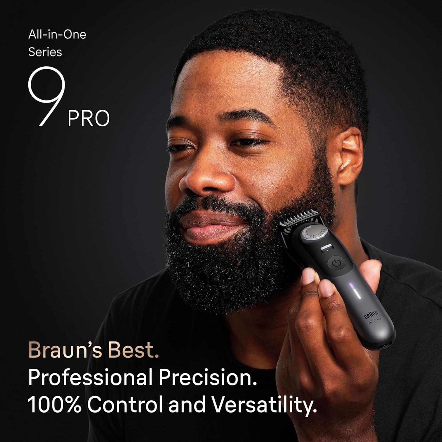 Braun Series 9 PRO All-in-One Beard & Body Grooming Kit for Men, Cordless Trimmer, Hair Clippers & Shaver for Face, Hair & Body with Gillette Labs Razor, AIO 9550(AIO9550)