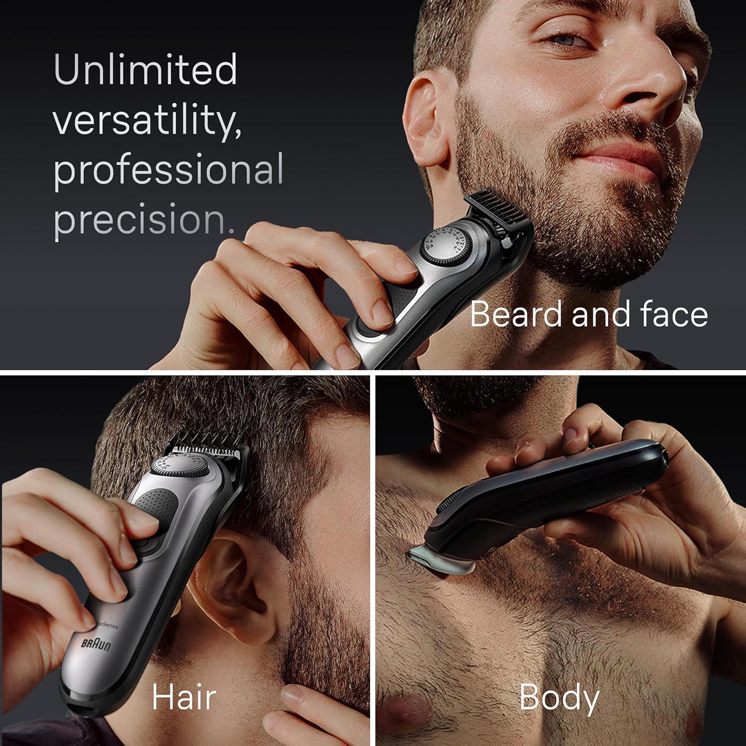 Braun All-in-One Men’s Shaving Kit Series 7 7420, 11-in-1 Beard, Face, Nose, Ear Trimmer, Hair Clippers, Body Groomer and Manscaping(Silver)