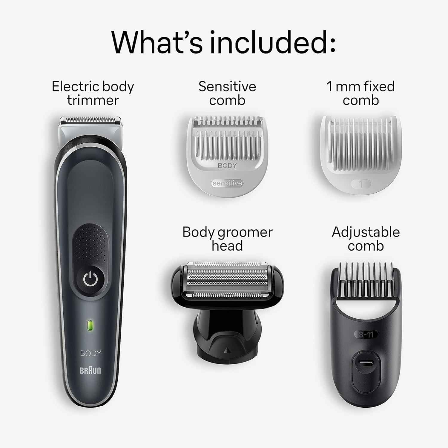 Braun Body Groomer Series 5 5360, Body Groomer for Men, for Chest, Armpits, Groin, SkinSecure Technology for Gentle Use and Clean Shave Attachment, Waterproof, Cordless with 100-min Run Time