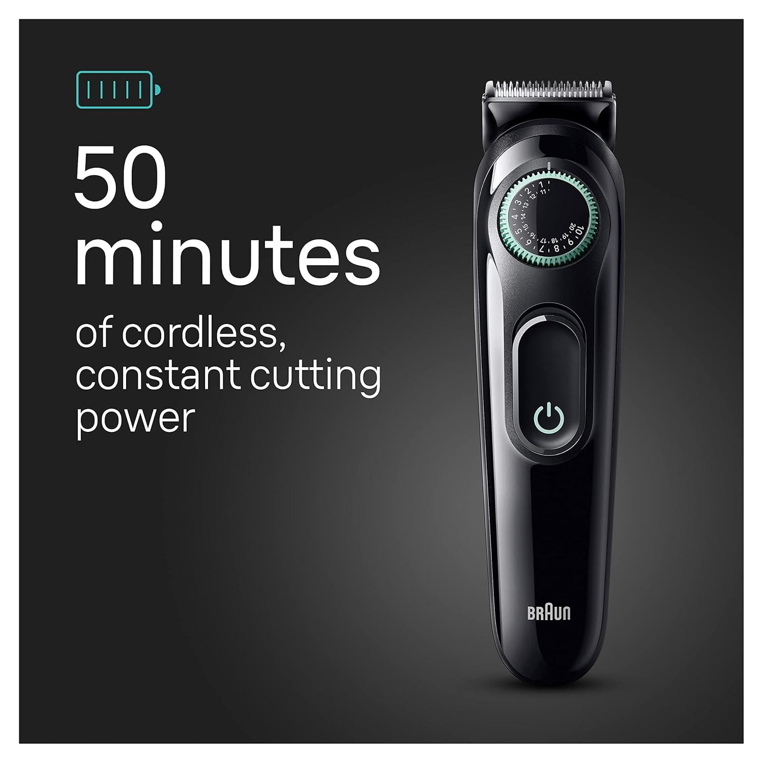 Braun All-in-One Style Kit Series 3 3470, 8-in-1 Trimmer for Men with BeardTrimmer, Ear & NoseTrimmer, Hair Clippers & More, Ultra-Sharp Blade, 40 Length Settings, Washable(Black)