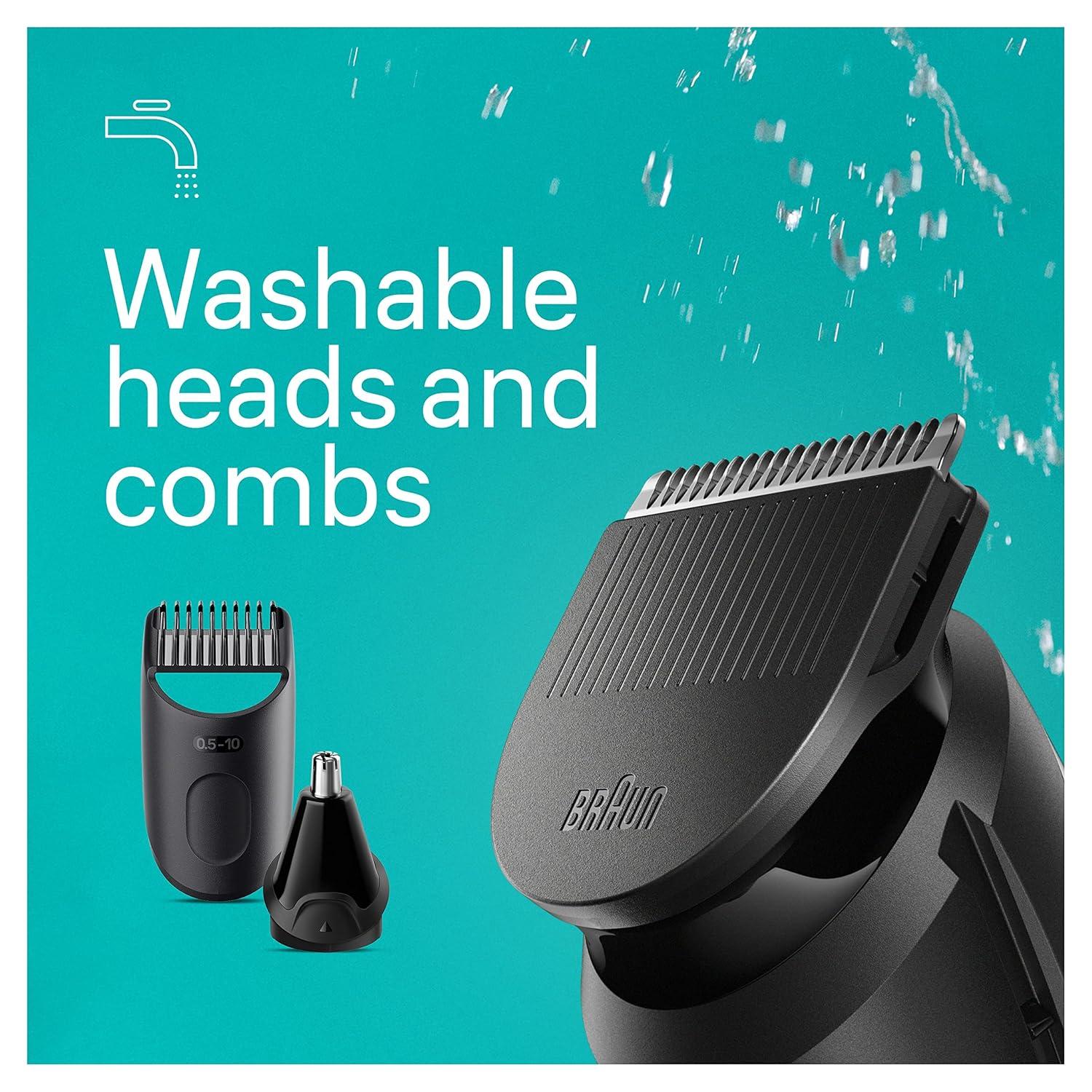 Braun All-in-One Style Kit Series 3 3470, 8-in-1 Trimmer for Men with BeardTrimmer, Ear & NoseTrimmer, Hair Clippers & More, Ultra-Sharp Blade, 40 Length Settings, Washable(Black)