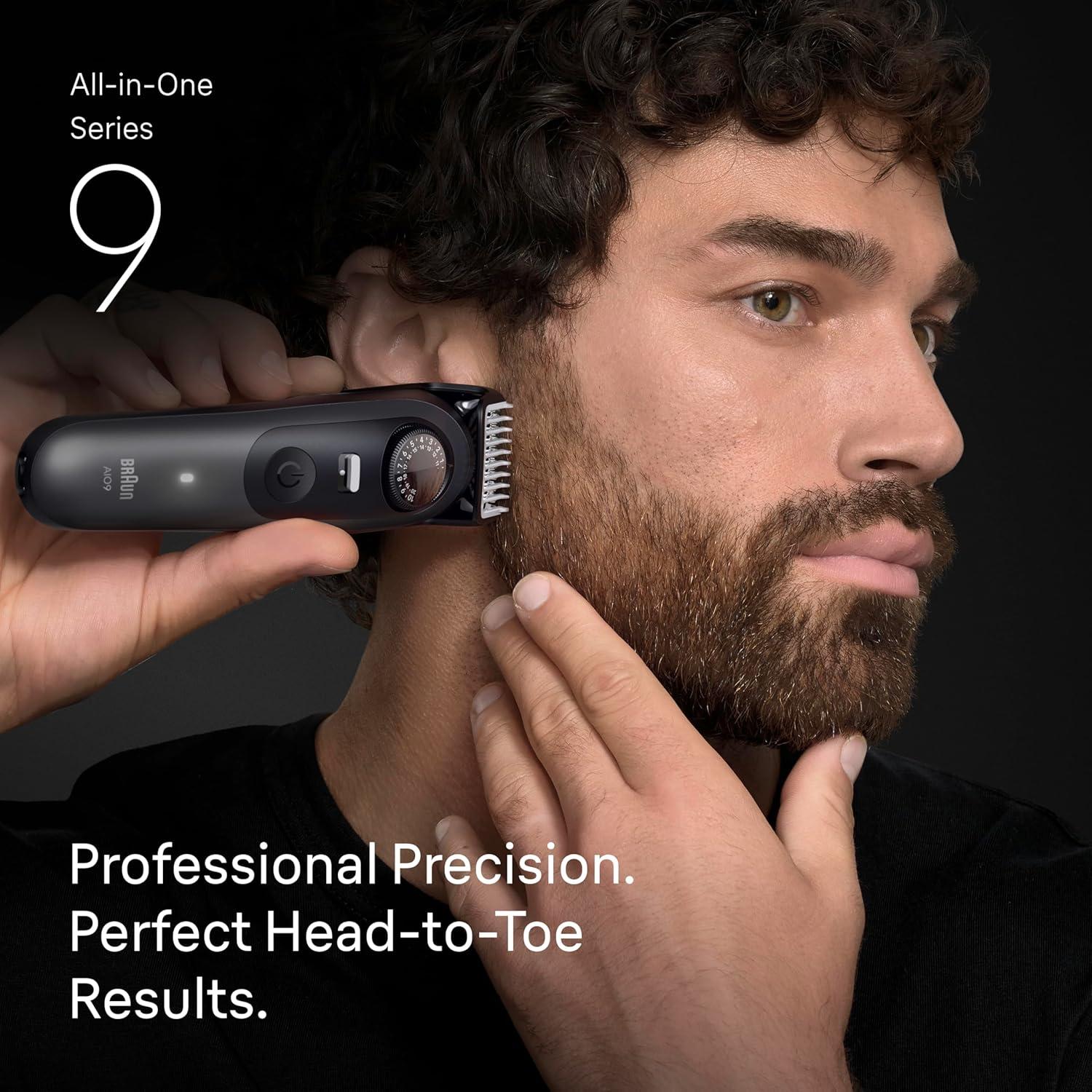 Braun Series 9 All-in-One Beard & Body Grooming Kit for Men, Cordless Trimmer, Hair Clippers & Shaver for Face, Hair & Body with Gillette Labs Razor, AIO 9530(AIO9535)