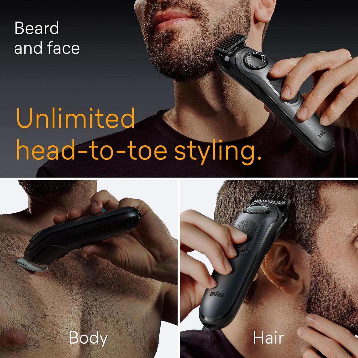 Braun All-in-One Style Kit Series 5 5471, 8-in-1 Trimmer for Men with Beard Trimmer, Body Trimmer for Manscaping, Hair Clippers & More, Ultra-Sharp Blade, 40 Length Settings, Waterproof(Black)