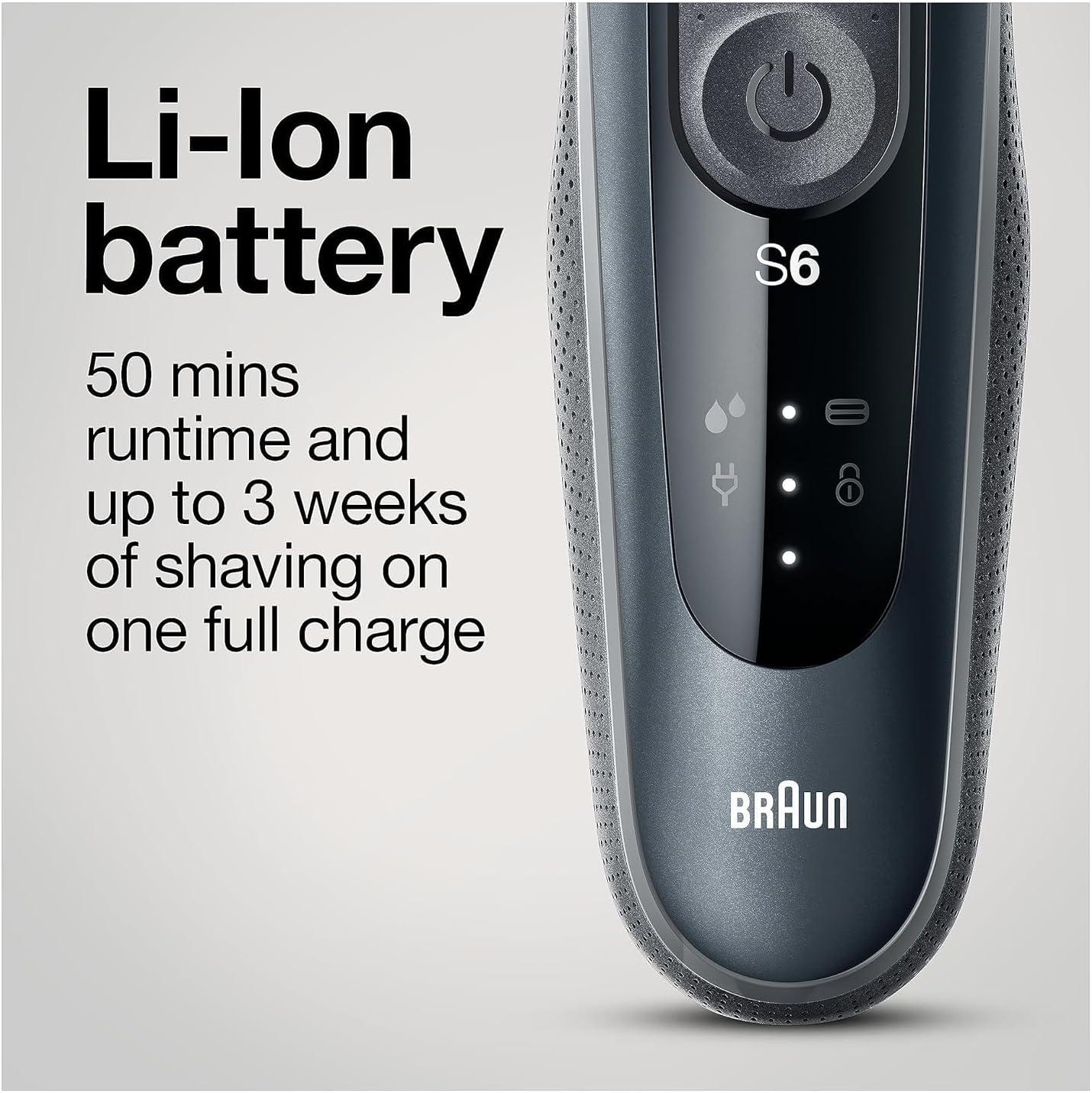 Braun Electric Shaver for Men, Series 6 6177cc, Wet & Dry Shave, Turbo & Gentle Shaving Modes, Foil Shaver, Blue(6046cs)