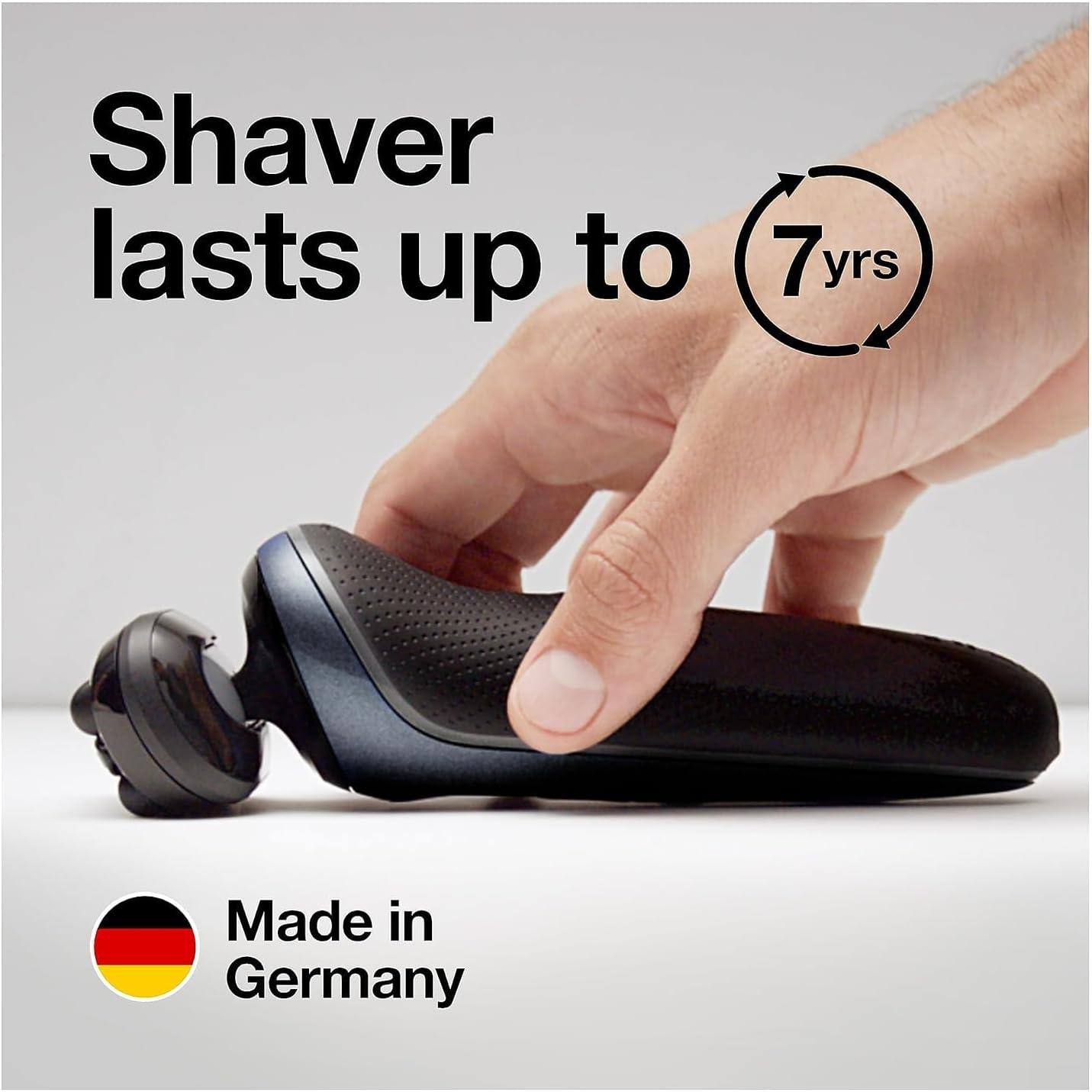 Braun Electric Shaver for Men, Series 6 6177cc, Wet & Dry Shave, Turbo & Gentle Shaving Modes, Foil Shaver, Blue(6046cs)