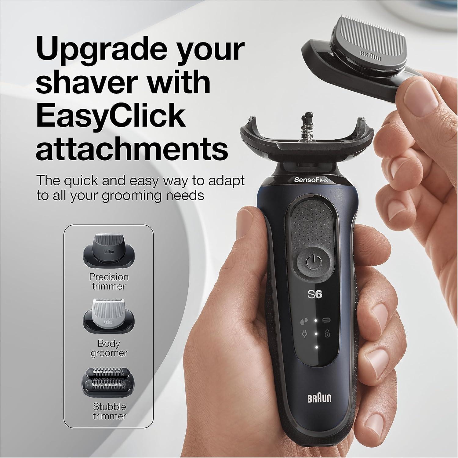 Braun Electric Shaver for Men, Series 6 6177cc, Wet & Dry Shave, Turbo & Gentle Shaving Modes, Foil Shaver, Blue(6046cs)