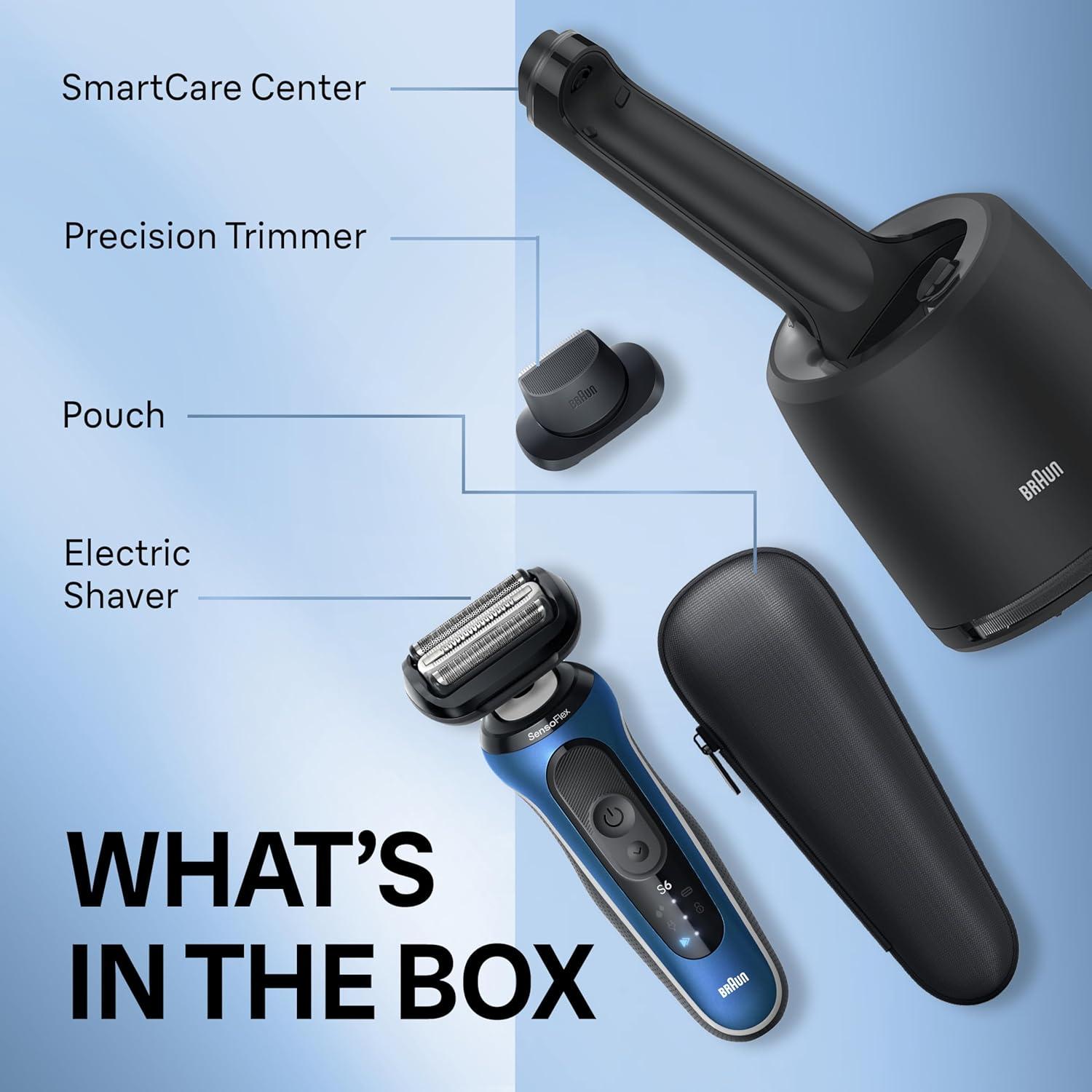 Braun Electric Shaver for Men, Series 6 6177cc, Wet & Dry Shave, Turbo & Gentle Shaving Modes, Foil Shaver, Blue(6172cc)
